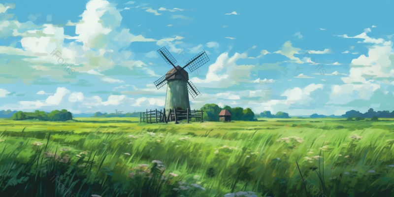 夏天风车草地成长丰收二十四节气插画,插画/手绘图,插画/手绘图库,插画/手绘图下载,插画/手绘